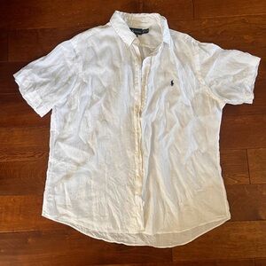 Polo by Ralph Lauren Men's White 100% Linen Short Sleeve Shirt